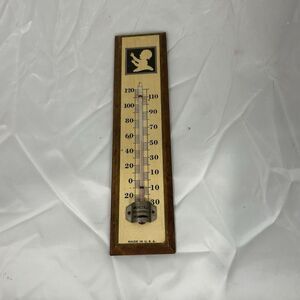 Vintage Nursery Wall Thermometer Child Silhouette Wood Made USA